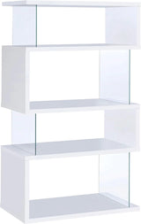 Home products company Amelier 63-inch 4-layer glass panel bookshelf in brown pine color