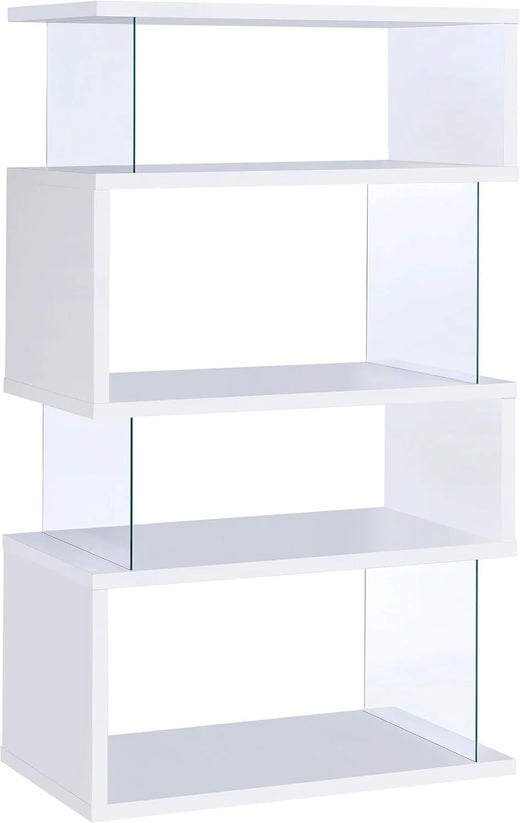 Home products company Amelier 63-inch 4-layer glass panel bookshelf in brown pine color