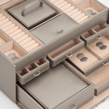 Medium-sized jewelry box, made of tin - 28 compartments, 10 spaces for storing rings, 20 slots for ear piercings 10 compartments for storing necklaces - Includes a handbag image 4