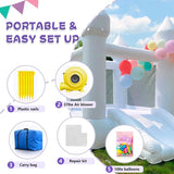 White Bounce House Indoor Outdoor Bouncy Castle for Kids 2-8 Oxford Toddler Bounce House with Slide Balloon & Blower,103 x 71 x 90 inch,Children's Birthday Party Easter Party Gifts image 4