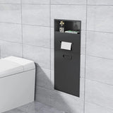 6.2 Gallon Bathroom Trash Can Tilt Out Trash Bin Cabinet, Hidden Trash Can Cabinet Recessed Wall Mounted Stainless Steel with Toilet Paper Holder for Bathroom/Bedroom/Office/Kitchen, Black image 2
