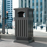Outdoor trash bin top tray matte black stainless steel commercial waste storage box with lock cover. Heavy-duty industrial garden garage garbage container, dimensions: 35.5 * 15.8 * 15.8 inches. image 3