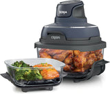 Air fryer can be used in conjunction with microwave ovens, refrigerators and dishwashers. It is made of non-toxic glass material and features a portable cooking system with a capacity of 4 gallons. It comes with 6 glass containers and a sealing lid,