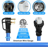 50 Amp Generator Cord and Pre-Drilled Power Inlet Box, Generator Cords 50FT, 50 Amp 125V/250V Generator Power Cord, NEMA 14-50P / SS2-50R Twist Lock Connector image 3