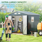 8x6FT Outdoor Steel Storage Shed with Clear Window, Lockable Doors, Weather-Resistant Metal Tool Shed for Garden, Backyard, Patio, and Utility Storage image 2