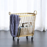 Laundry Hamper with Wheels, Round Mesh Metal Rolling Basket, Iron for Bathroom, Bedroom, Room, Toy & Clothes Storage - 45 * 42.5cm image 2