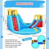 Inflatable Water Slide, 6 in 1 Outdoor Inflatable Water Park with Climbing, Basketball Rim, Splash Pool, Water Cannon, Blow up Water Slides for Kids Backyard image 3