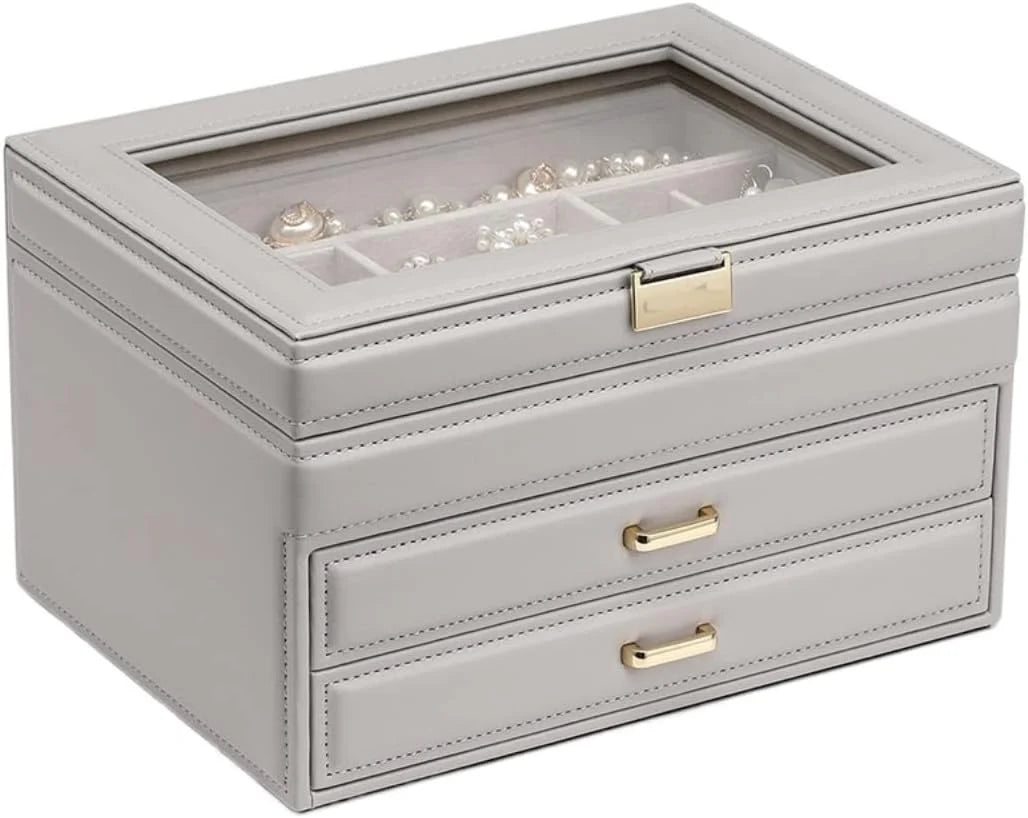 Jewelry Box Jewelry Case PU Leather Jewelry Box Jewelry Storage Box Earring Ear Stud Ring Necklace Organizer Case Jewelry Organizer