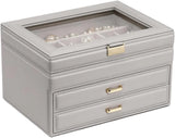 Jewelry Box Jewelry Case PU Leather Jewelry Box Jewelry Storage Box Earring Ear Stud Ring Necklace Organizer Case Jewelry Organizer