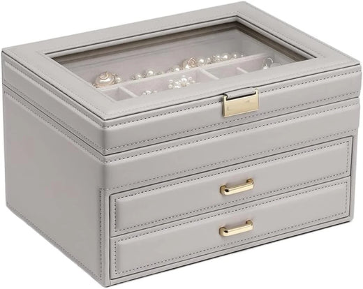 Jewelry Box Jewelry Case PU Leather Jewelry Box Jewelry Storage Box Earring Ear Stud Ring Necklace Organizer Case Jewelry Organizer