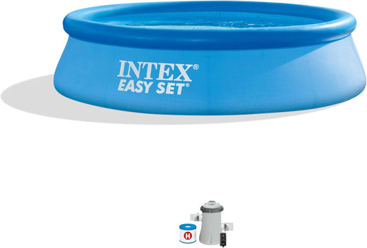 28167EH Easy Set Inflatable Swimming Pool Set: 15ft x 48in – Includes 1000 GPH Cartridge Filter Pump – Removable Ladder – Pool Cover – Ground Cloth