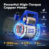 110V 1/4 HP 3.5CFM Single Stage Rotary Vane Air Vacuum Pump and AC Manifold Gauge Set Kit with Thermometer for R134a R12 R22 R502 R410a HVAC Air Conditioning Refrigeration Recharging Red image 3