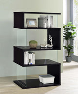 Home products company Amelier 63-inch 4-layer glass panel bookshelf in brown pine color image 4
