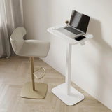 Adjustable height side table, a versatile decorative item suitable for both home and office settings. It features precise engineering for effortless height adjustment, ensuring excellent stability (white base and carbon fiber tabletop) image 4