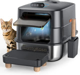 Stainless steel litter box, three-in-one enclosed high-sided litter box, equipped with a high lid, suitable for cats, anti-stick, anti-leak, easy to clean, with a scoop and filter step.