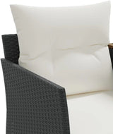Multi-functional balcony sofa (for two people, with sunshade) - Black polyester wicker double-seat sofa, with built-in table, stool and washable cushion image 3