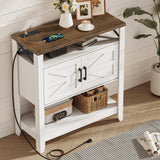 Farmhouse Sofa Table with Power Outlet-4-Tier Bookcase, 42.9" Floor Standing Organizer Shelf image 2