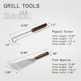 4-piece frying pan set - includes frying pan spatula, workbench scraper, fish spatula and pigtail flipper - brown linen micro-carbon fiber handle image 4