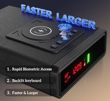 Smart Biometric Safe with Wireless Charging for Phone & Watch, 3 Access Methods to Unlock, Nightstand Drawer Safe LED Display with Humidity & Temperature Monitoring, Stopbox for Cash and Valuables image 2