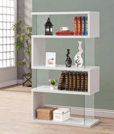 Home products company Amelier 63-inch 4-layer glass panel bookshelf in brown pine color image 2