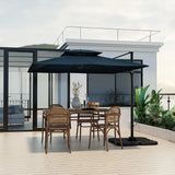 9.5-foot cantilevered patio umbrella, outdoor square offset umbrella, 360° rotatable, double-structured heavy-duty patio hanging umbrella, with cross base, suitable for gardens, patios, swimming pools and backyards. image 4