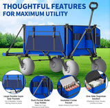 Beach Wagon with Big Wheels for Sand - 450lbs Load Heavy Duty Wagons Carts Foldable with 9" All Terrain Inflatable Tires, Collapsible Beach Cart for Grocery Shopping Garden Sports Camping Outdoor image 2