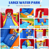 Inflatable Water Slide, 10 in 1 Water Park Bounce House with Blower, Splash Pool, 2 Slides, Water Cannon, Climbing Wall, Blow up Water Slides for Kids Outdoor Backyard image 3