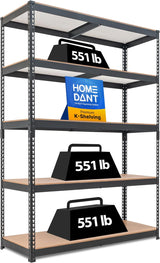 5 Layered laminated boltless heavy-duty vehicle storage adjustable wide-size metal shelf unit utility rack shelving storage multi-functional shelf shed warehouse 47.7 inches wide x 18.2 inches deep x 71.3 inches high Black