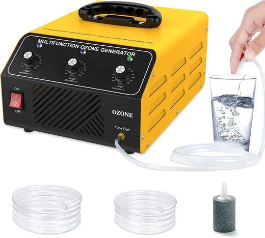 Ozone Generator 40,000 mg/hour, Dual Mode, Professional O3 Odor Eliminator, Equipped with a booster pump, 20,000 mg, 20,000 mg and 500 mg three timing functions, applicable area 7000 square feet, highly suitable for home and car use.