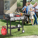 2 Burner Outdoor Propane Gas Stove with Griddle, Auto-ignition, Regulator & Side Shelves, 150,000 BTU Powerful Stand Cooker for Backyard Cooking Home Brewing Canning Frying Grilling image 3