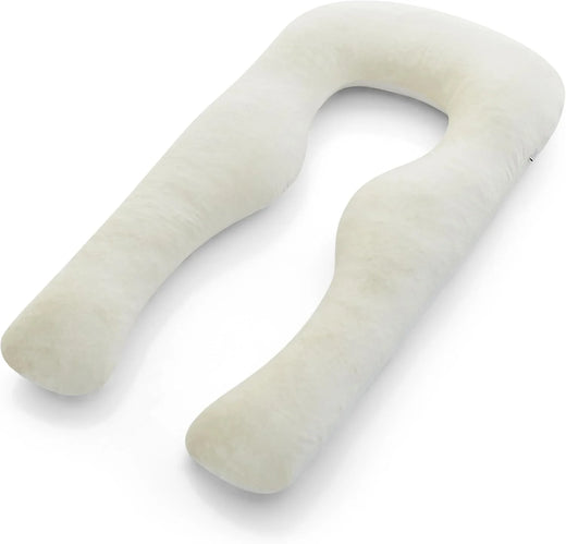Body Pillow | Elegant U-shaped Pregnancy Pillow - Organic Bamboo Fiber Cotton - Crushed Cooling Gel Filling - Ergonomic Design - Dual-Sided Use - Washable