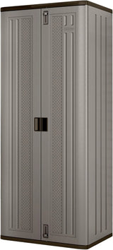 72-Inch Platinum Resin Storage Cabinet with Durable Double-Wall Construction, and Metal-Reinforced Shelves for Basement, Utility Room and Garage Storage, Platinum, Made in the USA
