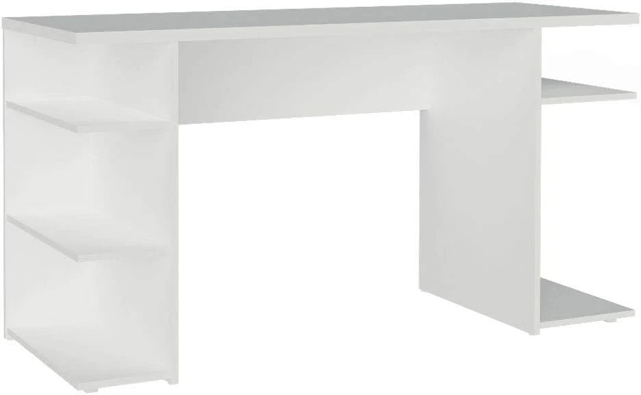 Madesa Large Modern Gaming Computer Desk 53 Inch with 5 Shelves Cable Management Student Study Wooden Table Home Office Gamer Desk for Kids and Adults - White