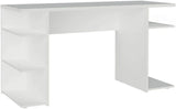 Madesa Large Modern Gaming Computer Desk 53 Inch with 5 Shelves Cable Management Student Study Wooden Table Home Office Gamer Desk for Kids and Adults - White