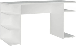 Madesa Large Modern Gaming Computer Desk 53 Inch with 5 Shelves Cable Management Student Study Wooden Table Home Office Gamer Desk for Kids and Adults - White