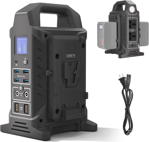 Dual V interface battery charger, power strip 3-in-1 dual-channel charger/multi AC power inverter station, PD 65W/USB-C, compatible with the fully V-lock battery charging of Smallrig Neewer Came TV.