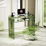 Acrylic Desk Laptop Workstation Study Table Home Office Console Table Entrance Tables Decor (Green) image 4
