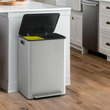 CAPHAUS Dual Trash Can with Double Lid, Trash and Recycle Bins Combo, Hands-free Stainless-Steel Garbage Can for Kitchen, with 2 Compartment, Hinged Lid, Odor Filters, Handles, 25L 25L, 2 x 6.6 Gallon image 2