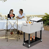 Portable 80 Quart Rolling Ice Chest with Shelf image 3