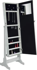 Mounted-style mirror cabinet, featuring jewelry storage function, with a design allowing the entire length to be tilted, rectangular shape - bedroom - silver color image 3