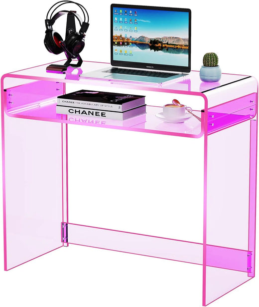 Acrylic Desk Laptop Workstation Study Table Home Office Console Table Entrance Tables Decor (Green)