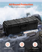 Waterproof sturdy case, large-capacity waterproof sturdy case, equipped with 3 handles, IP67 level waterproof protection case, with 6 clips, 6 lock holes and foam padding for large equipment, black version image 2
