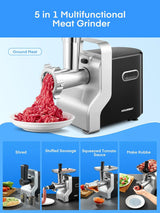 Meat Grinder Heavy Duty, 3000W Max Ultra Powerful, 5 in 1 HOUSNAT Multifunction Electric Meat Grinder, Sausage Stuffer, Slicer/Shredder/Grater, Kubbe & Tomato Juicing Kits, Home Kitchen Use image 2