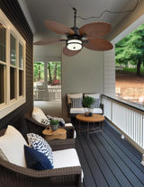 52-inch outdoor ceiling fan - tropical palm leaf fan - plug-in wall-mounted model image 4
