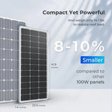 Solar Panel 100 Watt 12 Volt, High-Efficiency Monocrystalline PV Module Power Charger for RV Marine Rooftop Farm Battery and Other Off-Grid Applications, RNG-100D-SS, Single 100W image 3