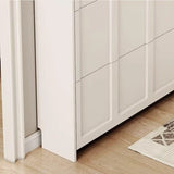 Narrow white artificial wooden shoe cabinet with door, modern entrance shoe rack, standalone hidden shoe cabinet image 3