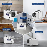 Galon dehumidifier, a drain-equipped basement dehumidifier for commercial, garage, and kitchen use, compact design, automatic defrosting, memory start function, suitable for 1200 square feet of space. image 2