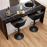 Bar stool set (2-piece) Adjustable rotating style, black color, covered with PU leather and equipped with a backrest, suitable for medium-height stools used in kitchen island or home bar. image 2