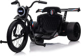 Children's electric drift tricycle, three-wheel electric drifting bicycle, equipped with LED lights, 16-inch inflatable tires, battery-powered, suitable for boys and girls aged 8 and above, outdoor electric driving vehicle (black) image 3