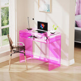 Acrylic Desk Laptop Workstation Study Table Home Office Console Table Entrance Tables Decor (Green) image 2
